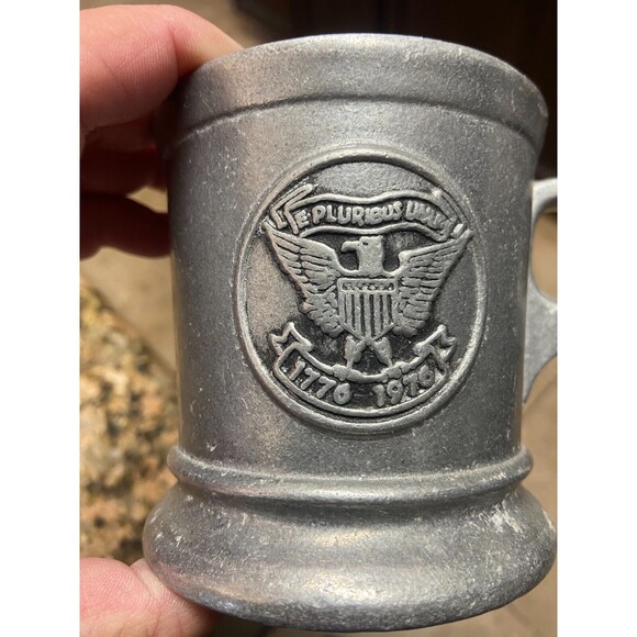 Unbranded Other - Vintage US Bicentennial Pewter Metal 1976 Coffee Mug Rare Patriotic USA Eagle 70